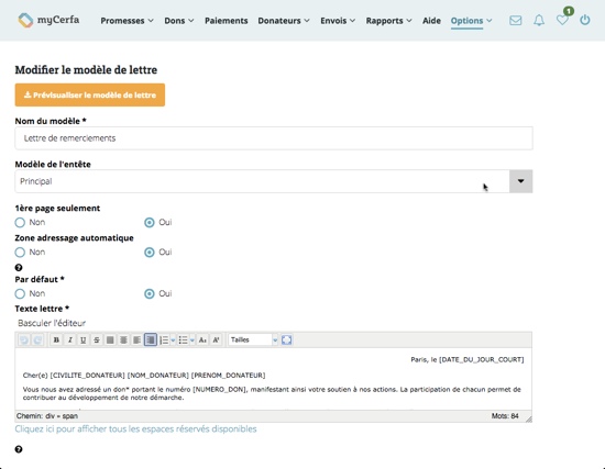 Gestion du publipostage et des modèles de lettres